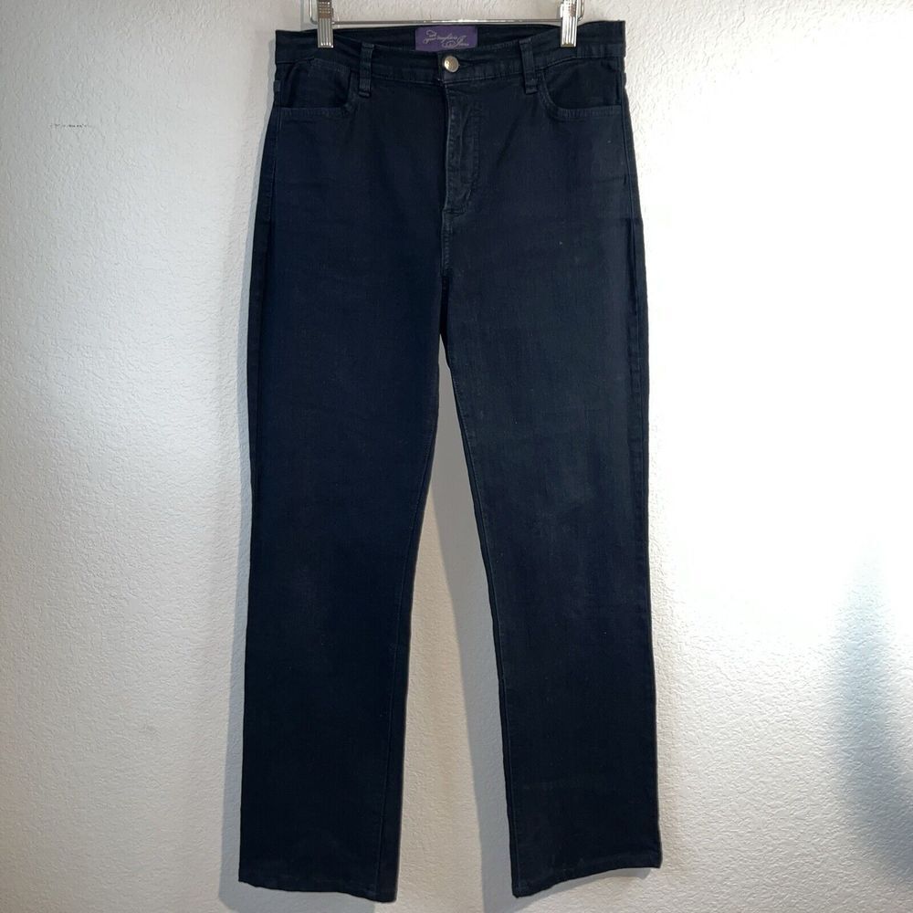 NYDJ Size 10 Black Bootcut Stretch Jeans curvy closet staples